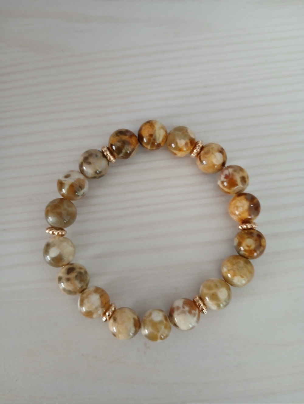 Natural Brown Agatestone  Beaded  Bracelet - Women Jewelry
